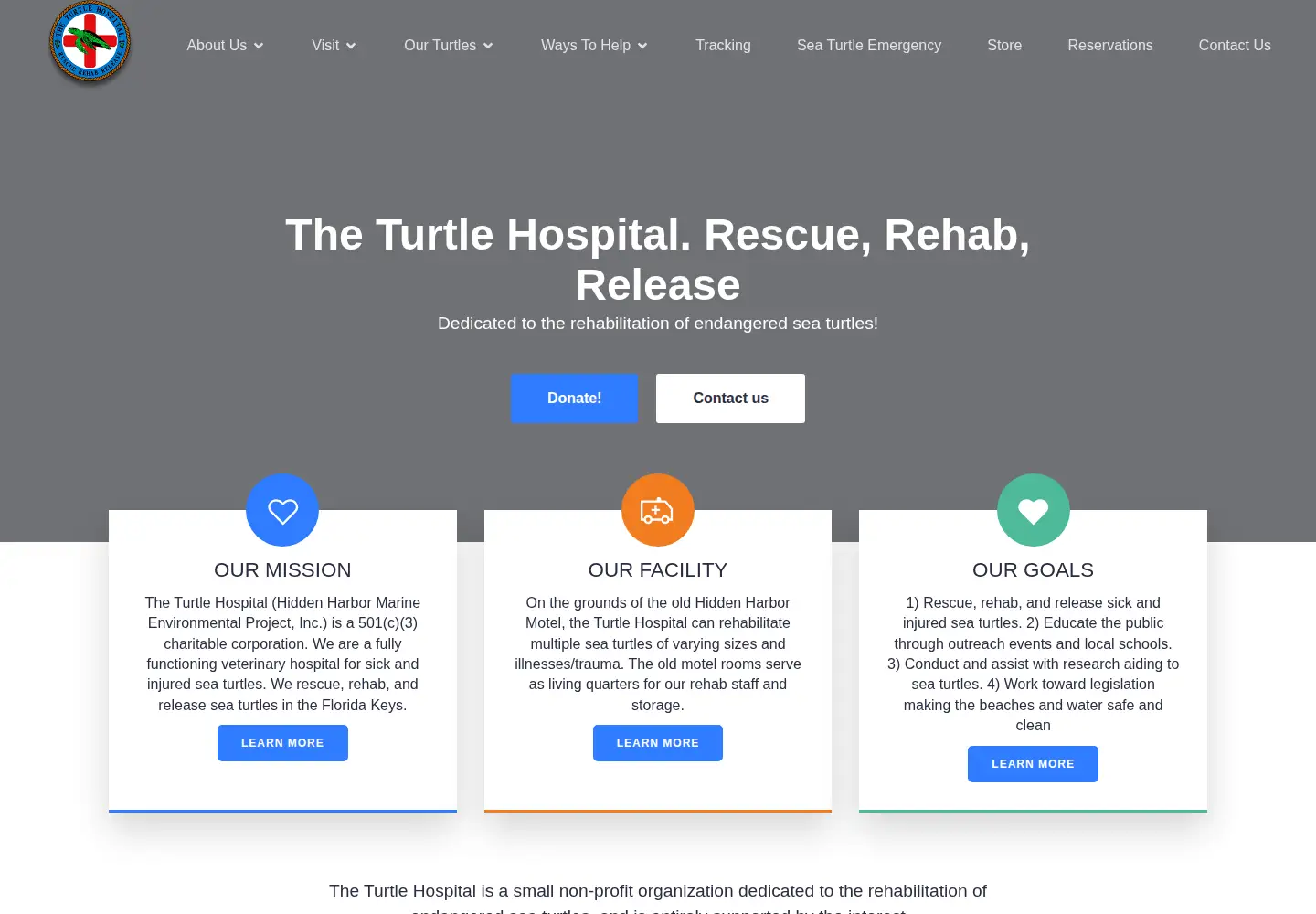 Screenshot of turtlehospital.org