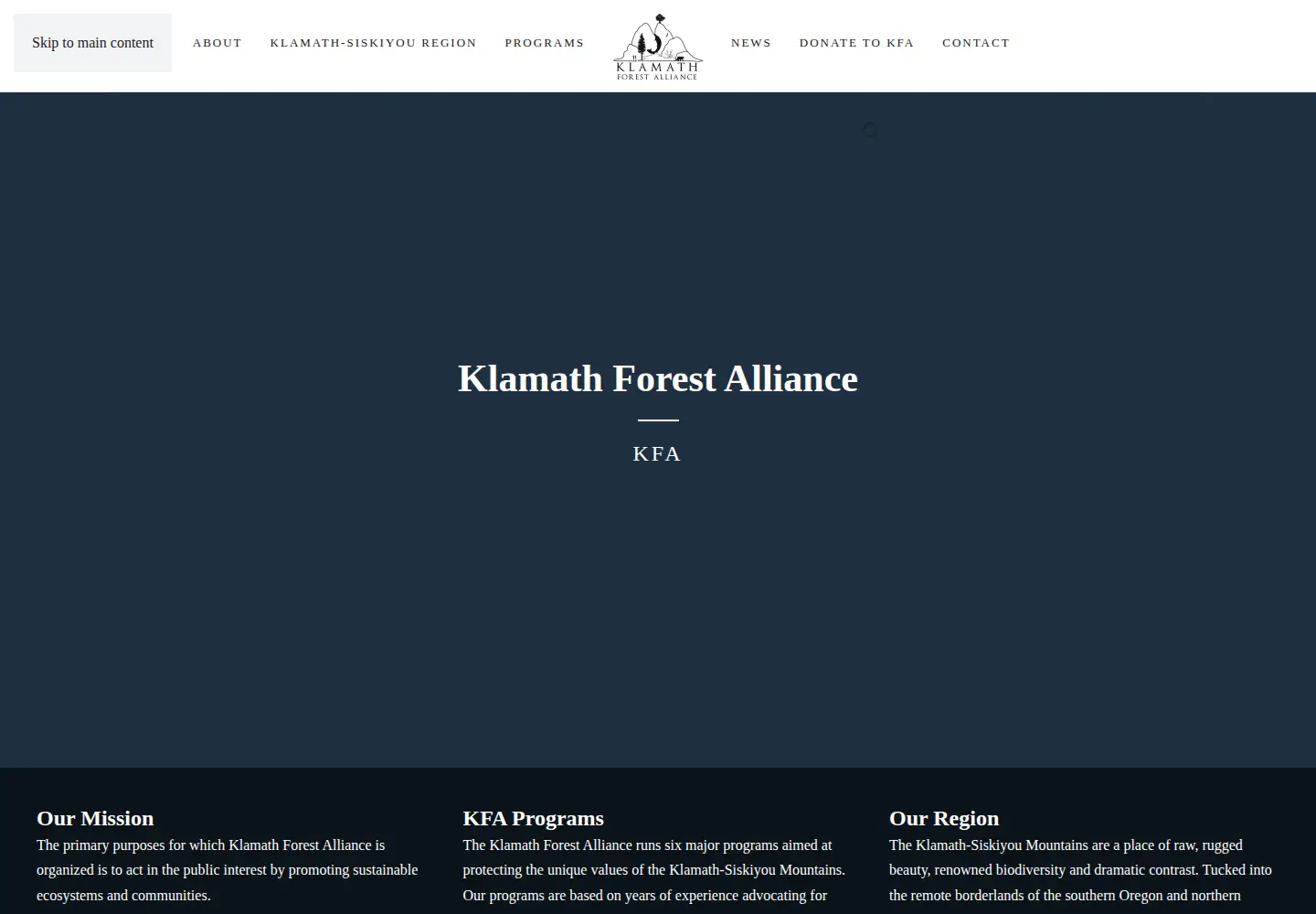 Screenshot of klamathforestalliance.org