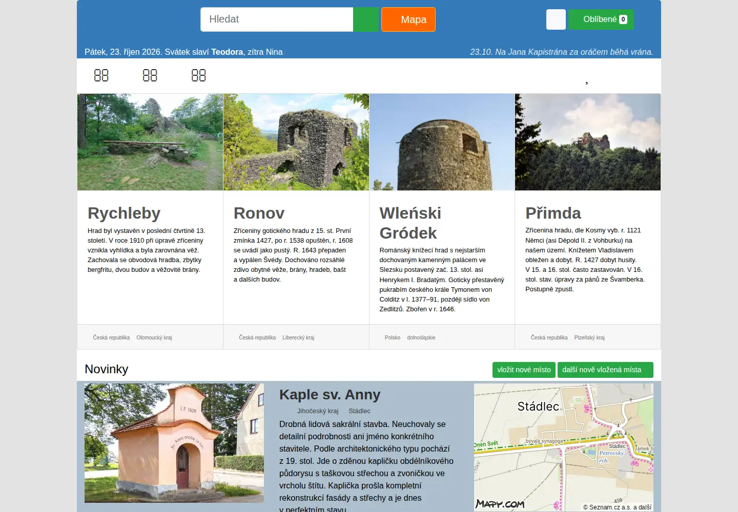 Screenshot of hrady.cz