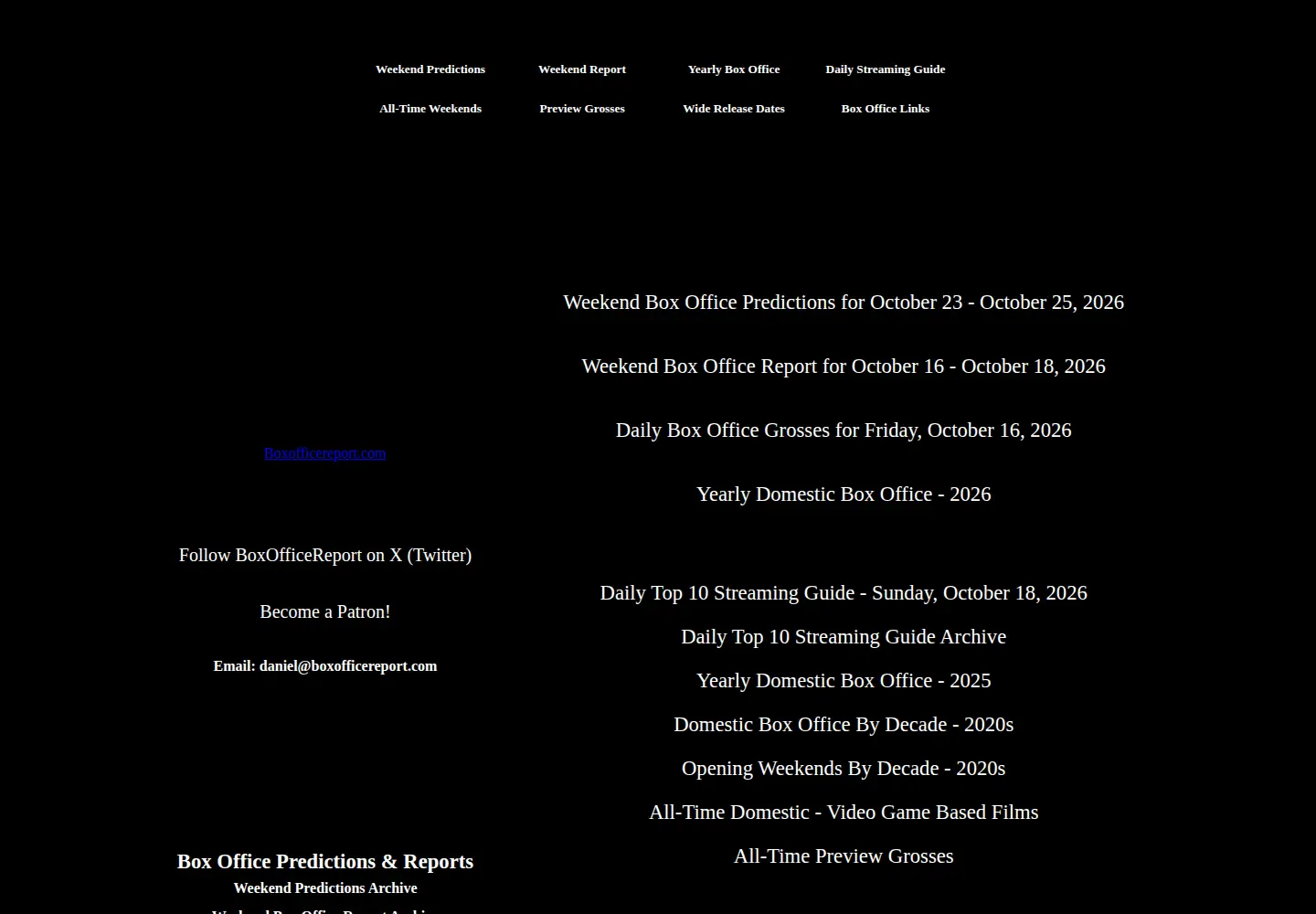 Screenshot of boxofficereport.com