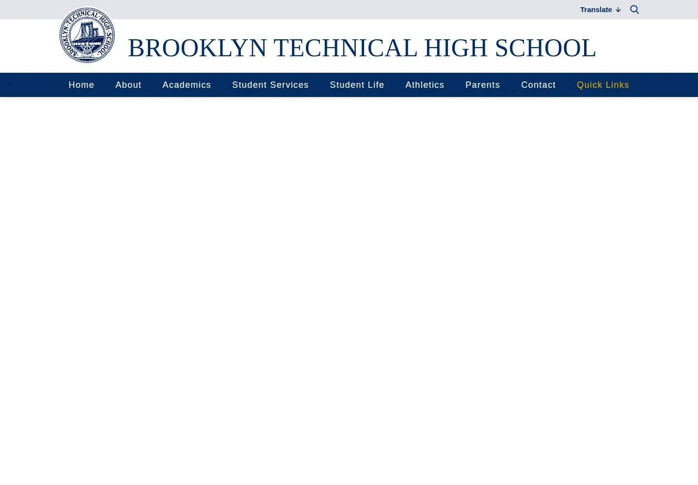 Captured homepage of bths.edu in the current scan