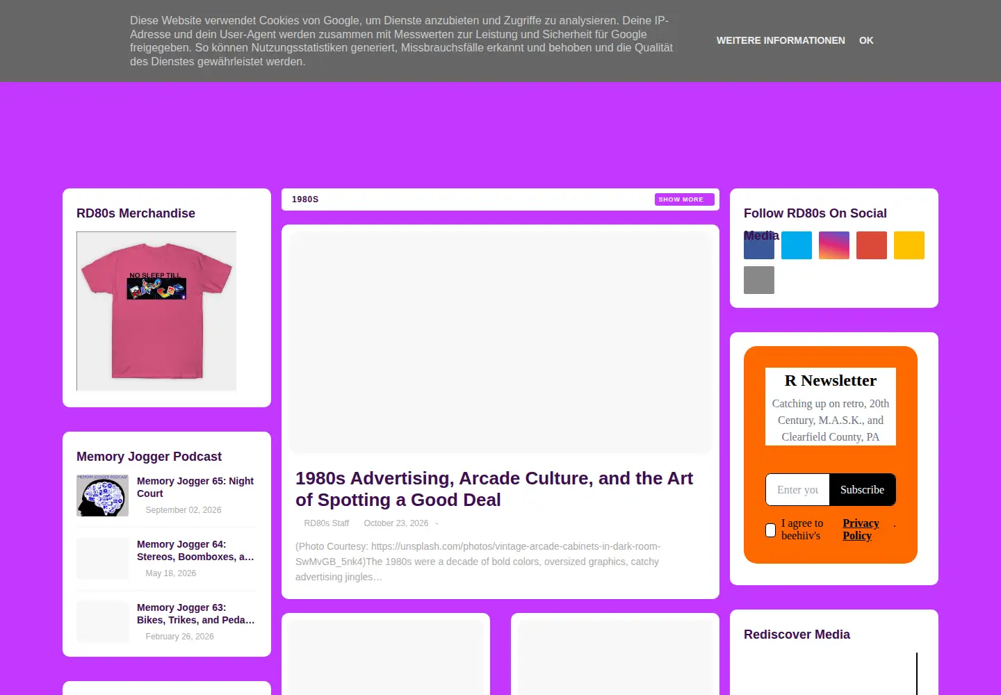 Screenshot of rediscoverthe80s.com