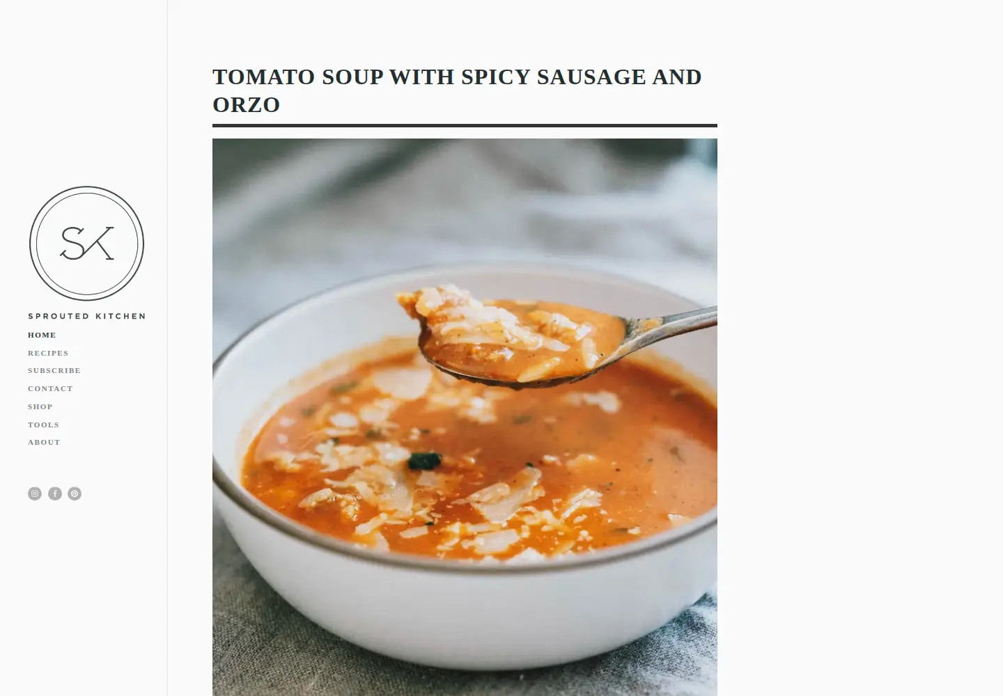 Captured homepage of sproutedkitchen.com in the current scan