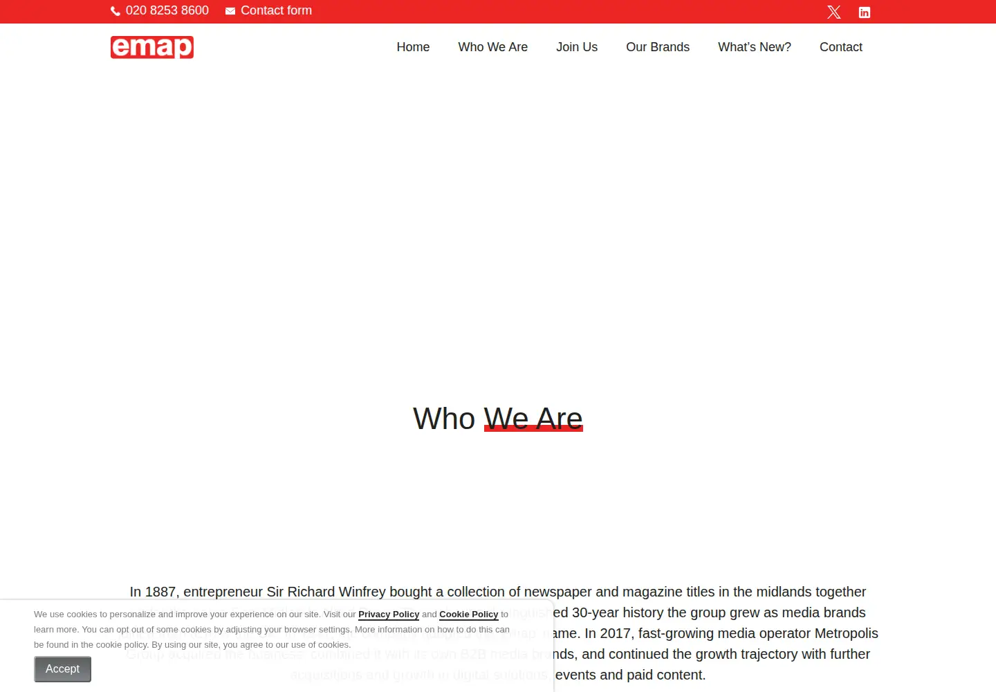 Captured homepage of emap.com in the current scan