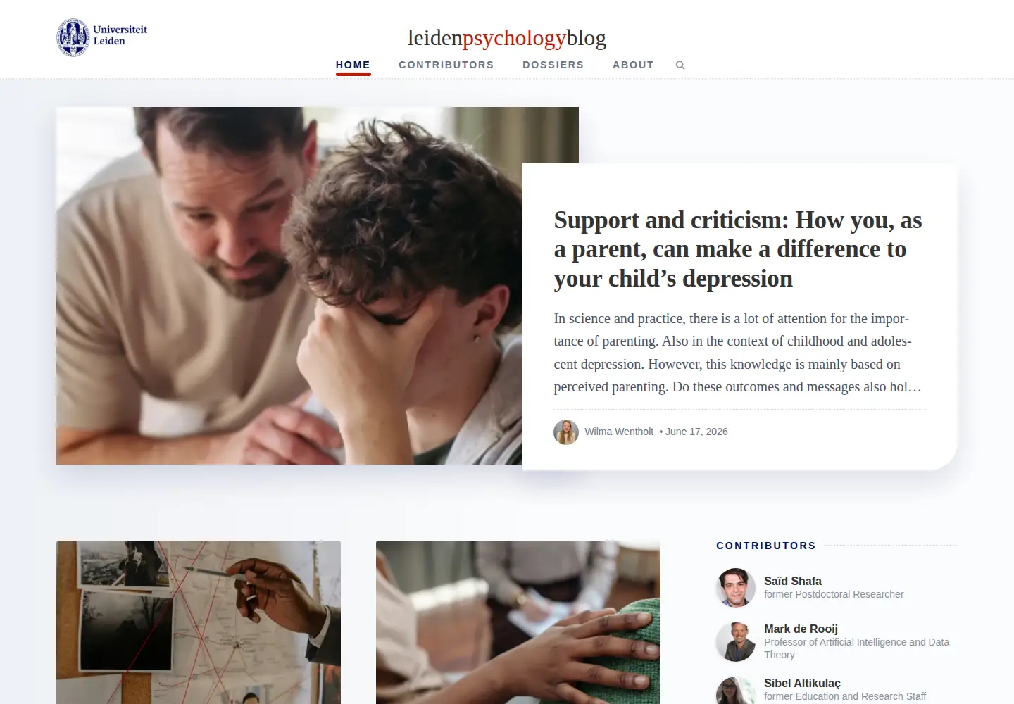 Captured homepage of leidenpsychologyblog.nl in the current scan