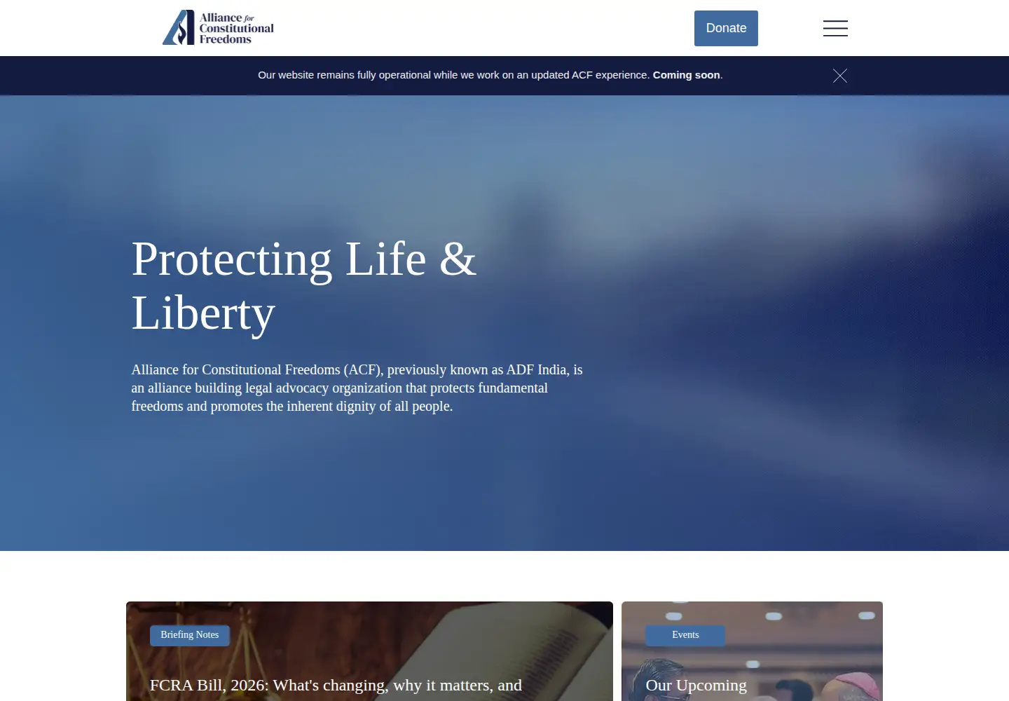 Captured homepage of adfindia.org in the current scan