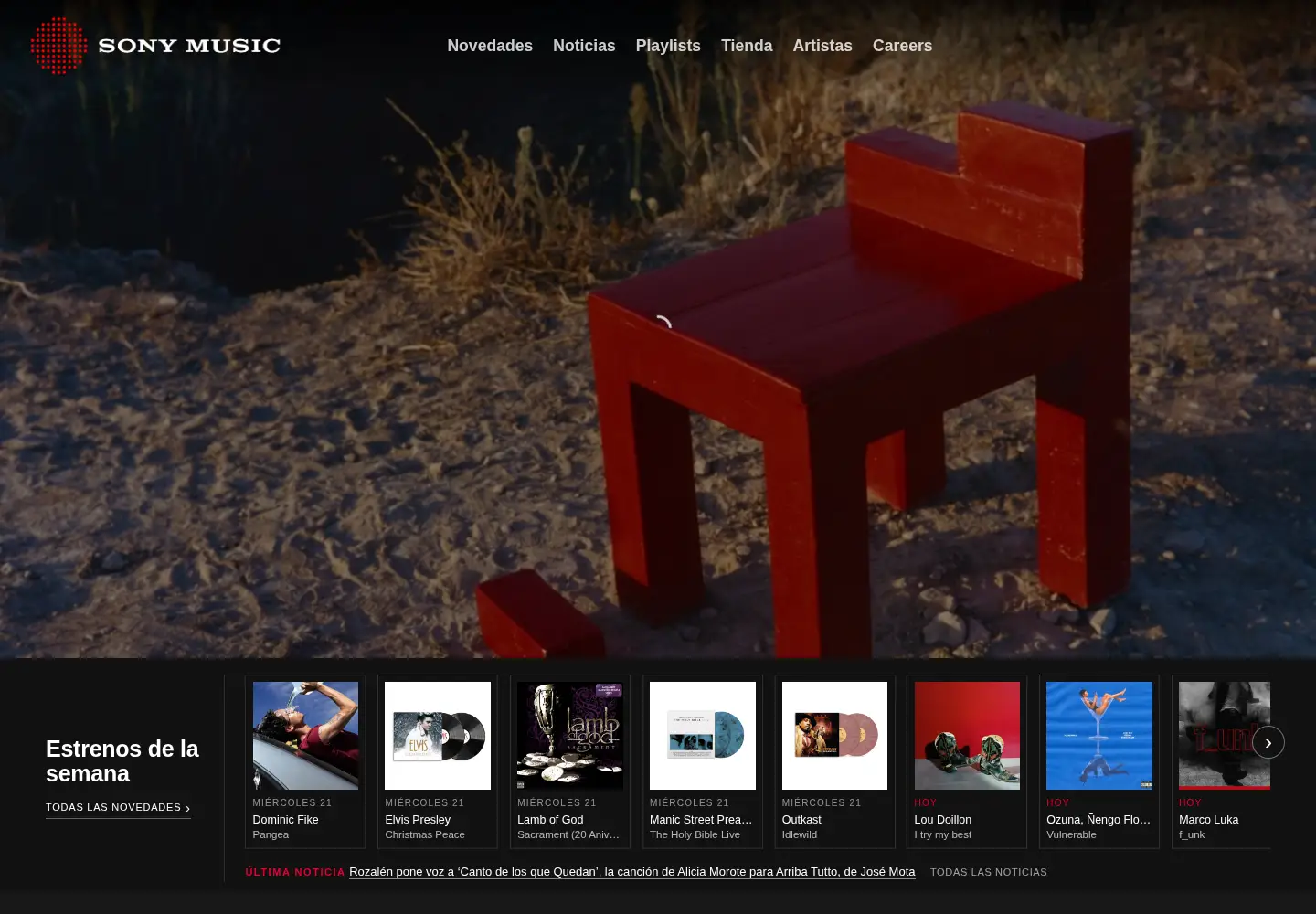 Screenshot of sonymusic.es