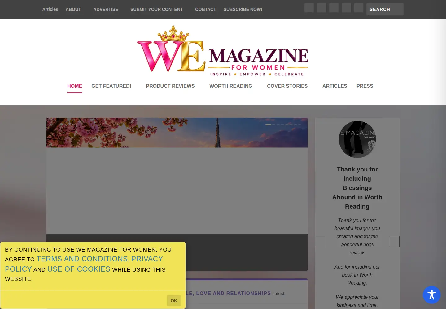 Captured homepage of wemagazineforwomen.com in the current scan