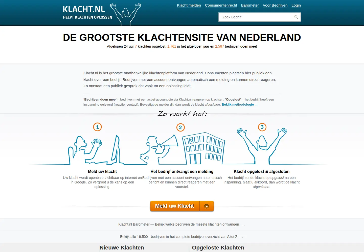 Screenshot of klacht.nl