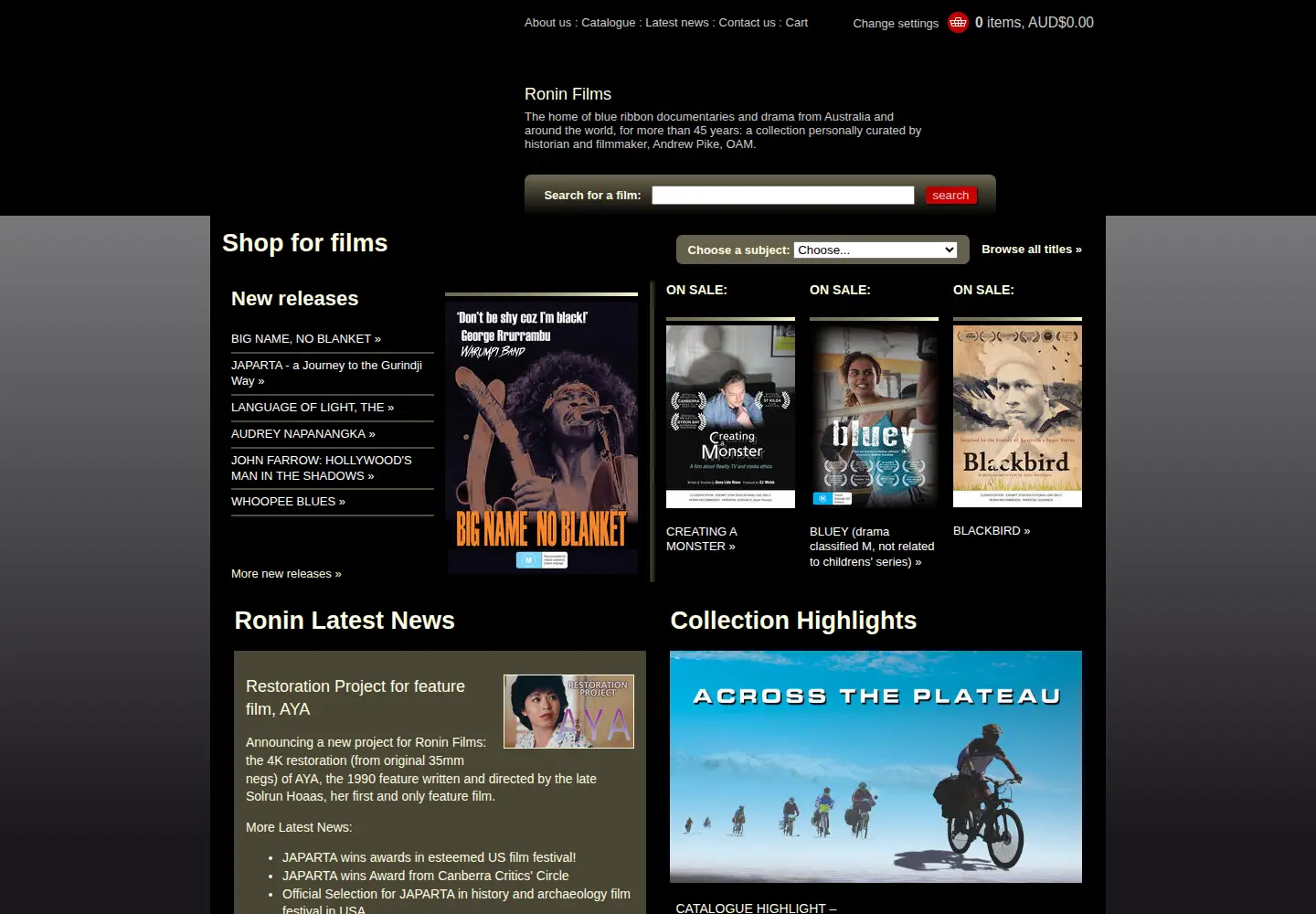 Screenshot of roninfilms.com.au