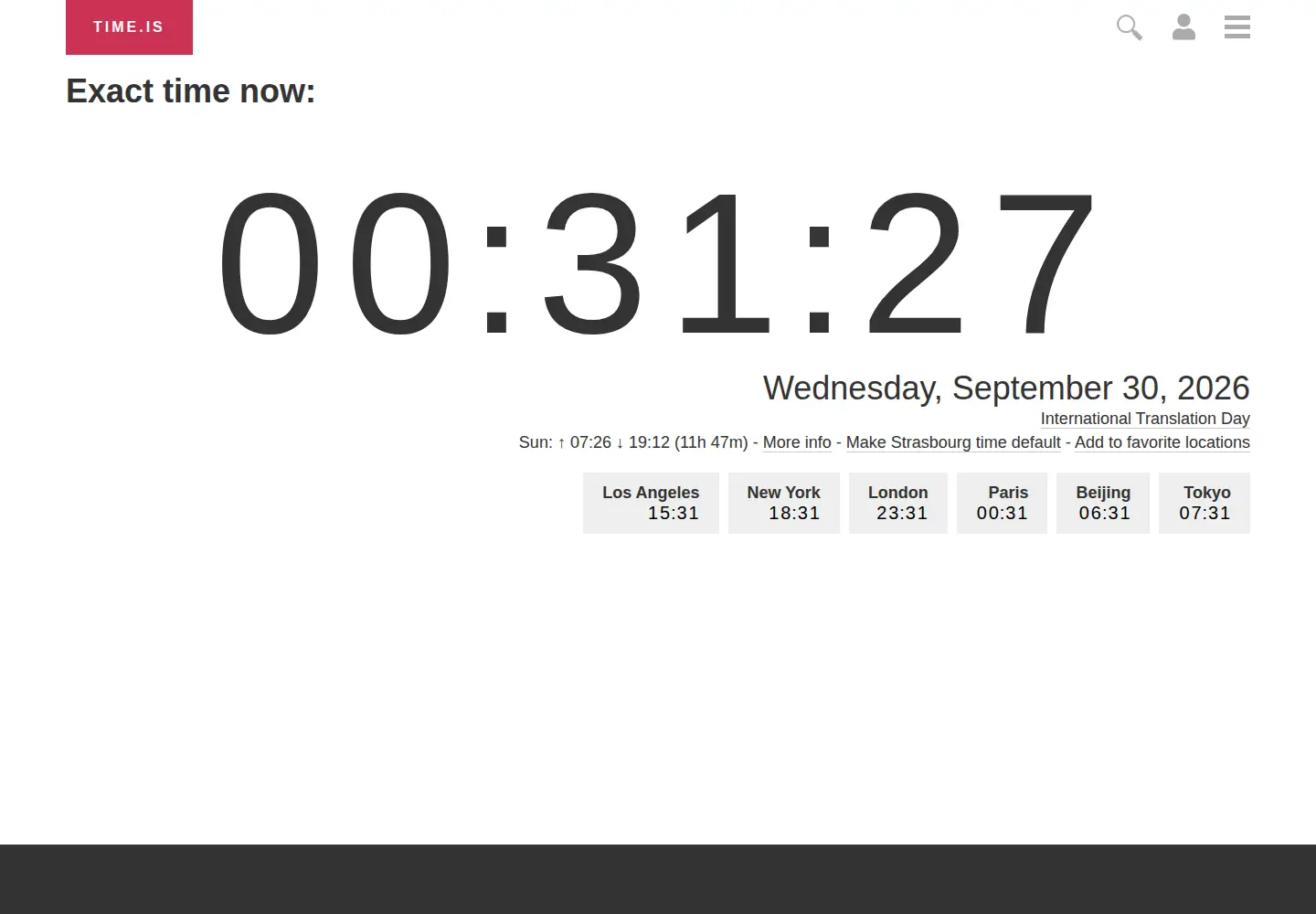 Screenshot of time.is