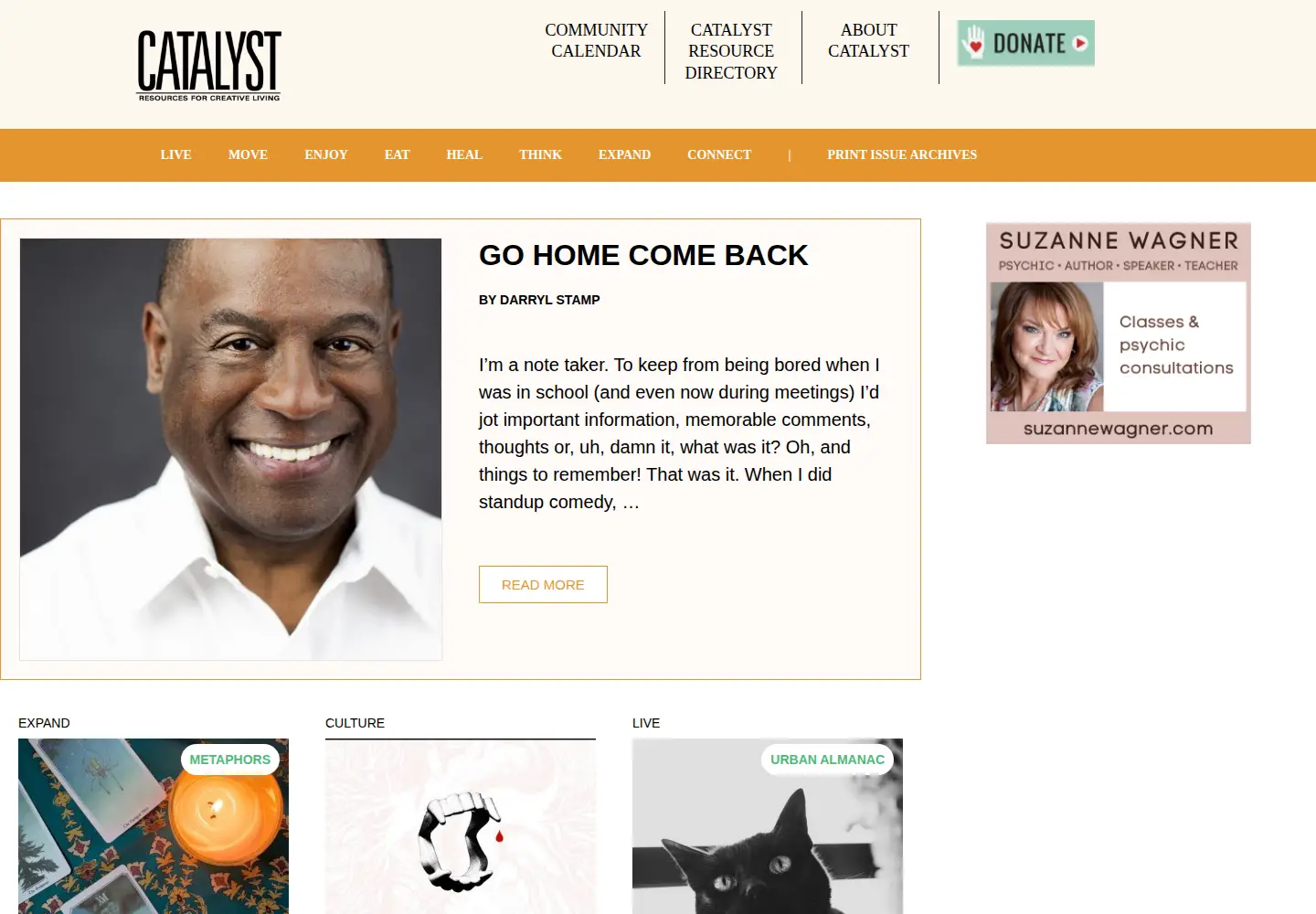 Captured homepage of catalystmagazine.net in the current scan