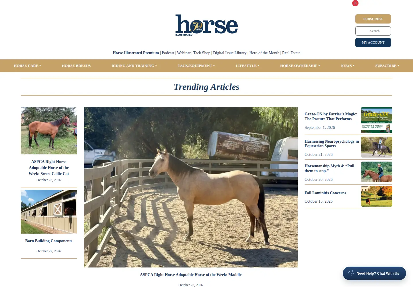 Screenshot of horsechannel.com