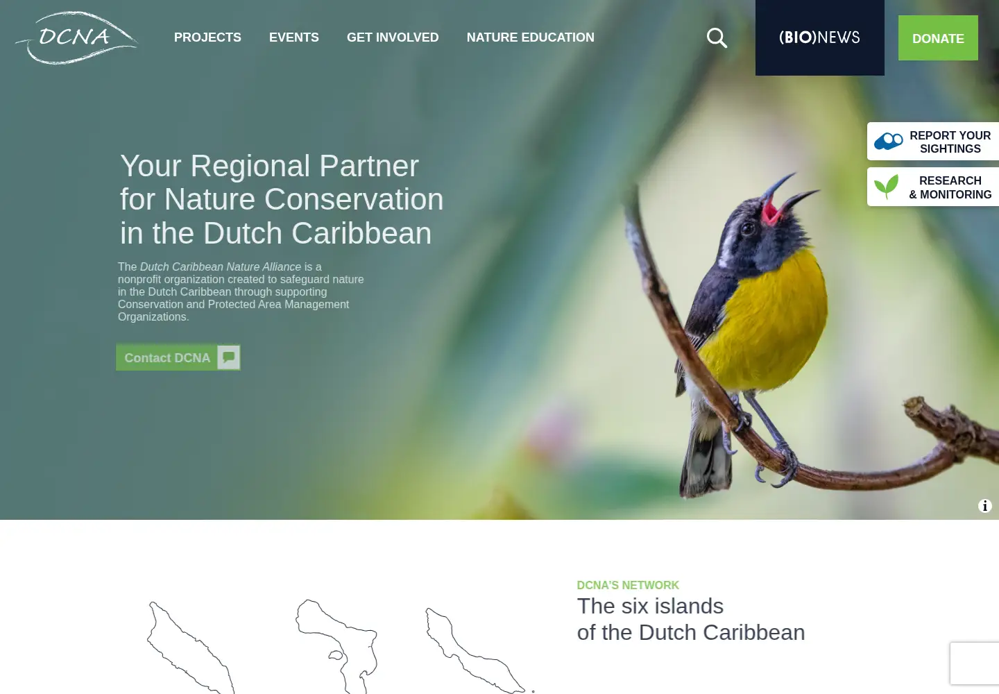 Captured homepage of dcnanature.org in the current scan