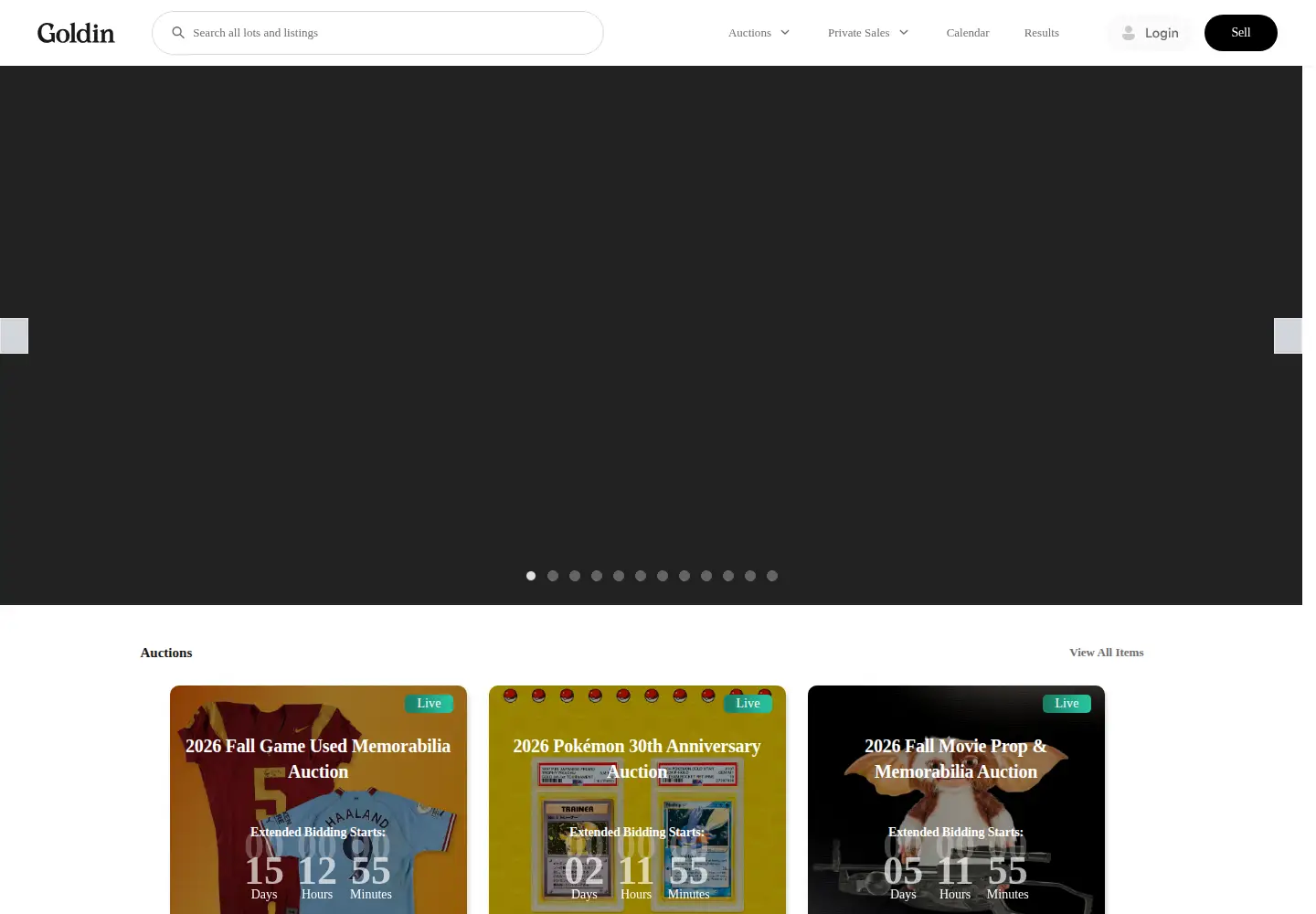 Screenshot of goldinauctions.com