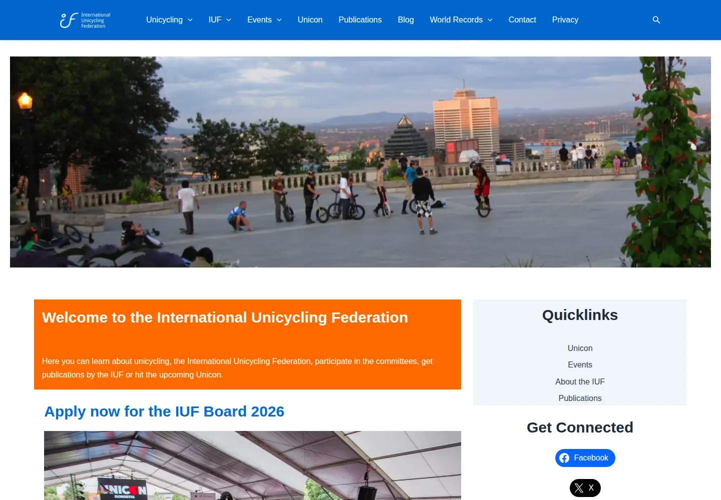 Screenshot of unicycling.org