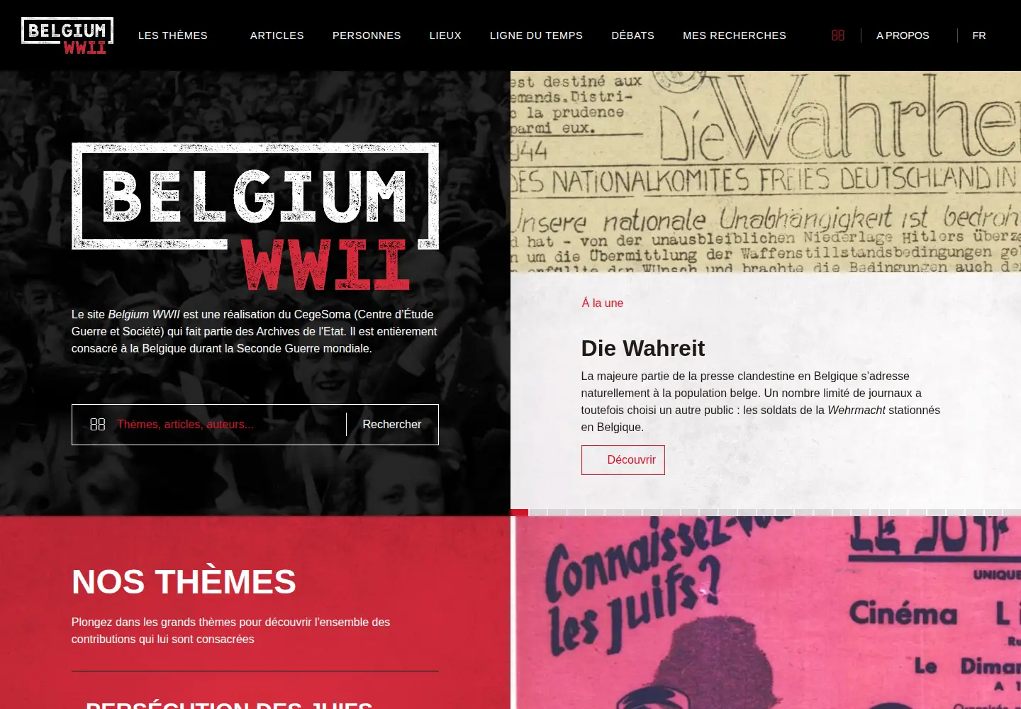 Captured homepage of belgiumwwii.be in the current scan