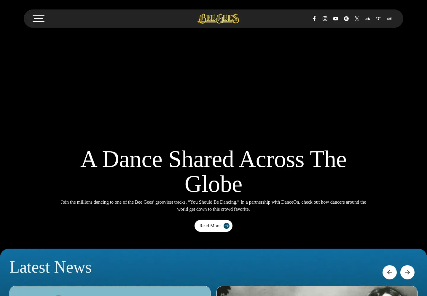 Captured homepage of beegees.com in the current scan