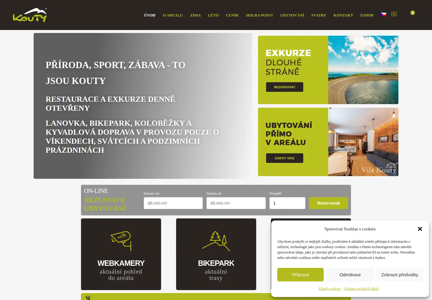 Screenshot of kouty.cz