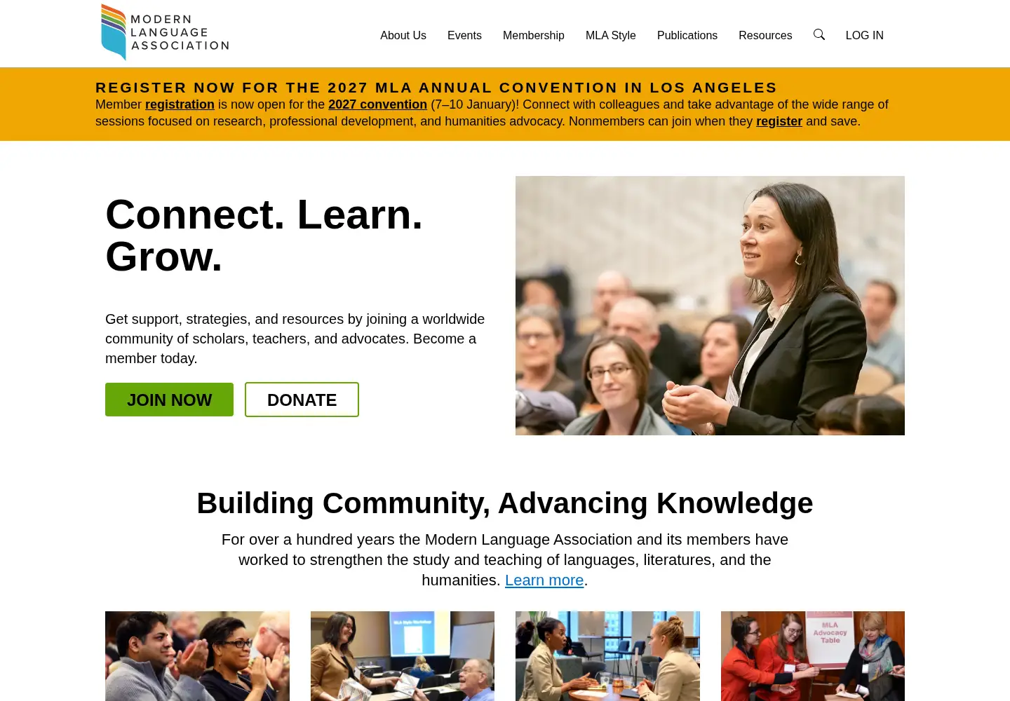 Screenshot of mla.org