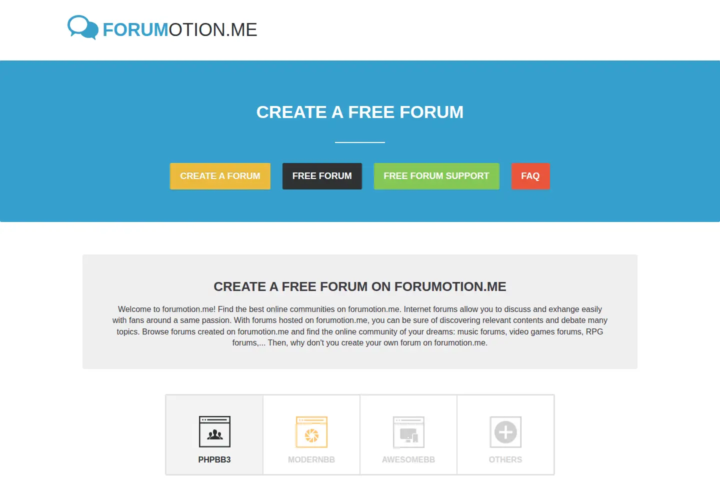 Captured homepage of forumotion.me in the current scan