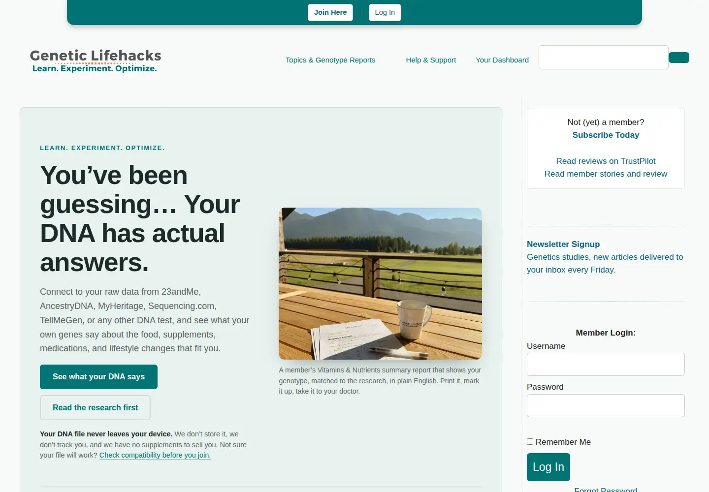 Screenshot of geneticlifehacks.com