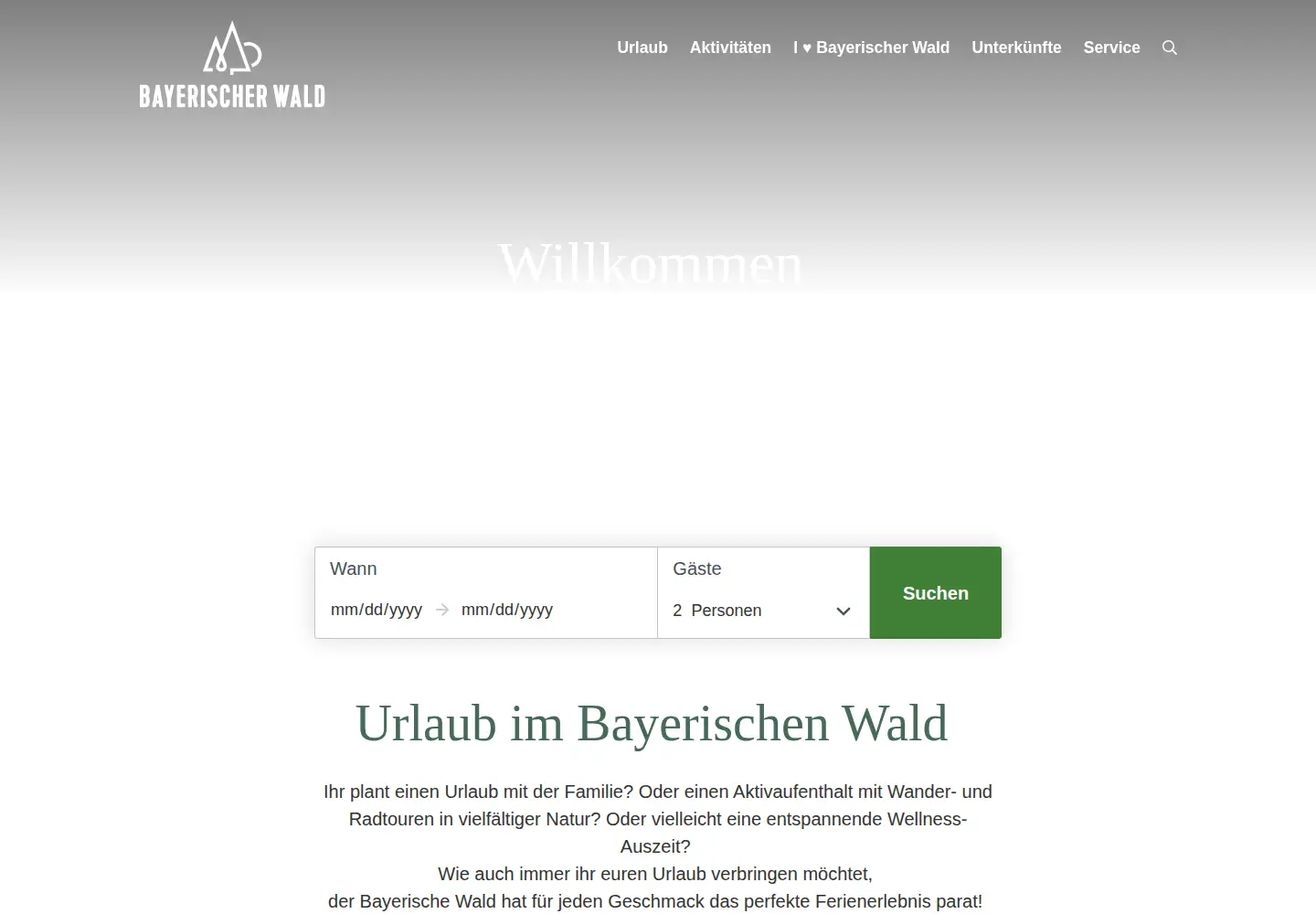Screenshot of bayerischer-wald.de