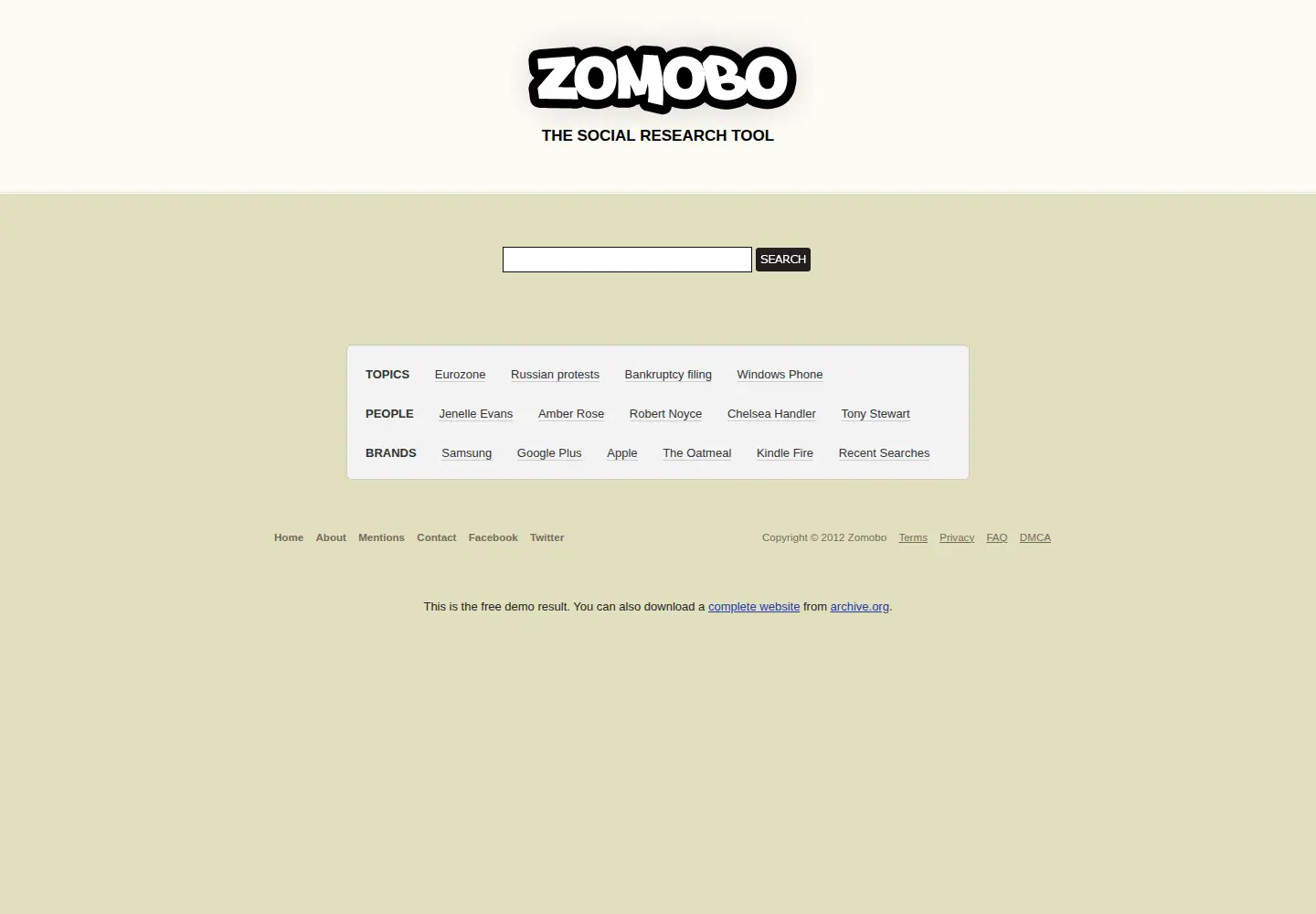 Screenshot of zomobo.net
