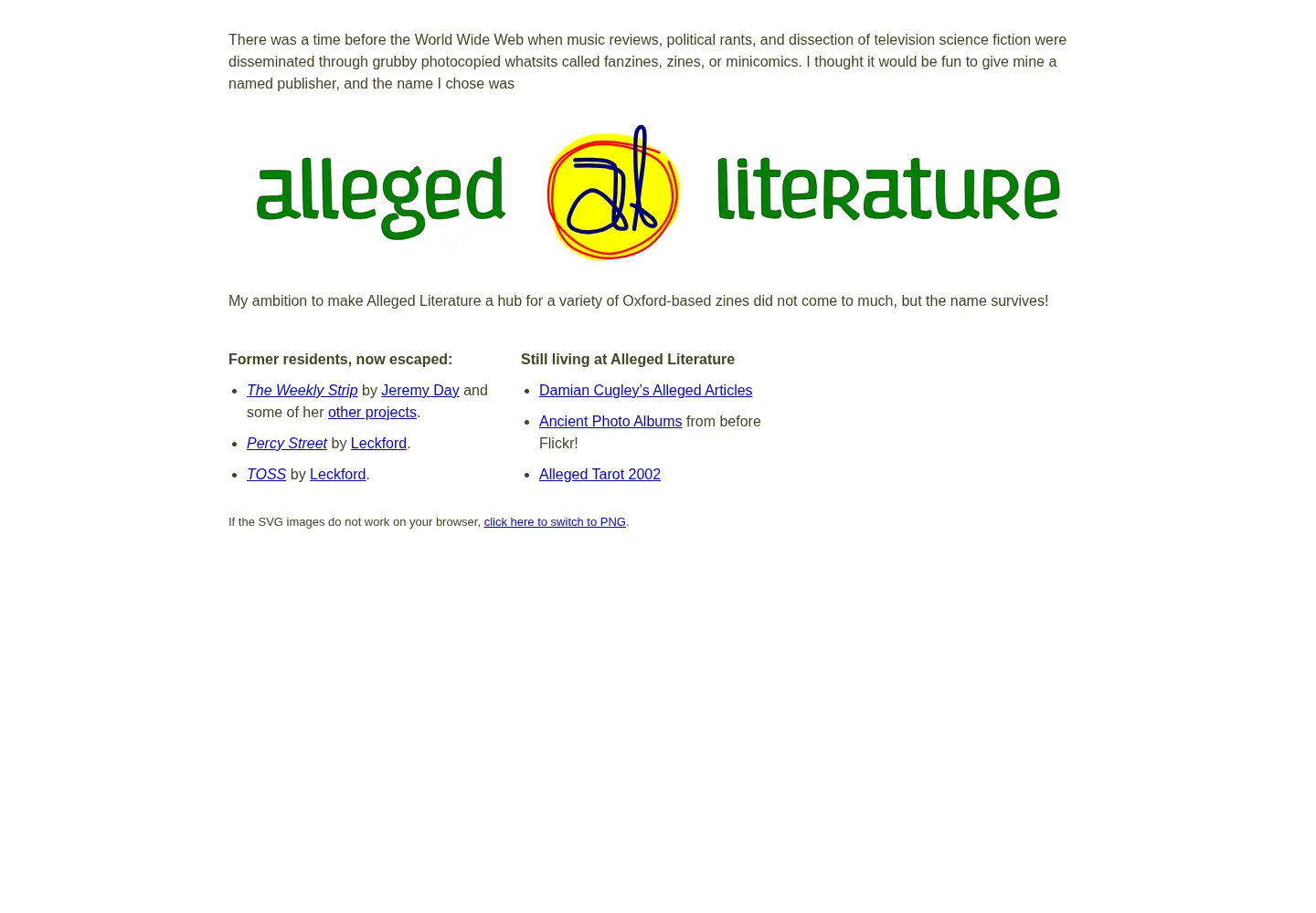 Screenshot of alleged.org.uk