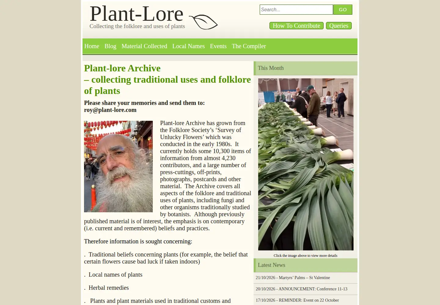 Screenshot of plant-lore.com
