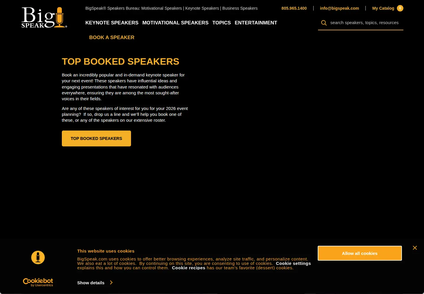 Captured homepage of bigspeak.com in the current scan