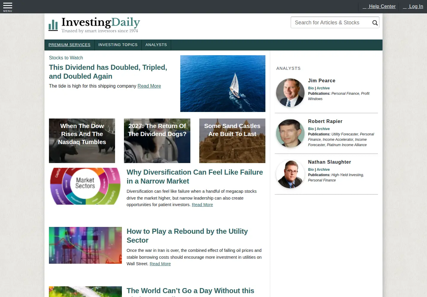 Screenshot of investingdaily.com