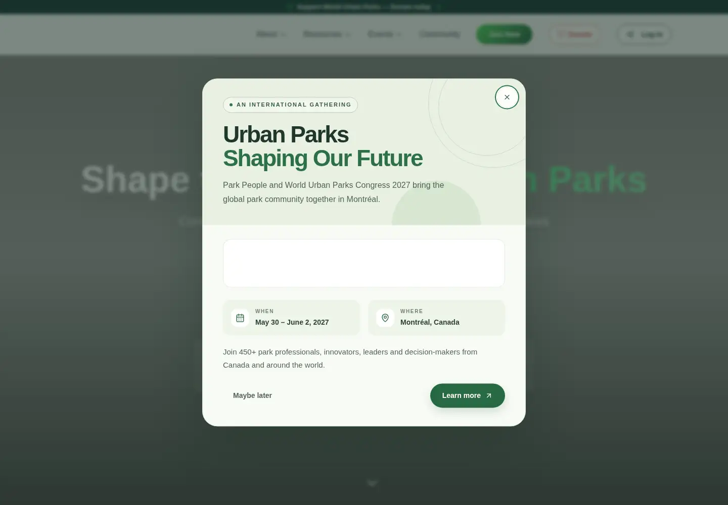 Screenshot of worldurbanparks.org