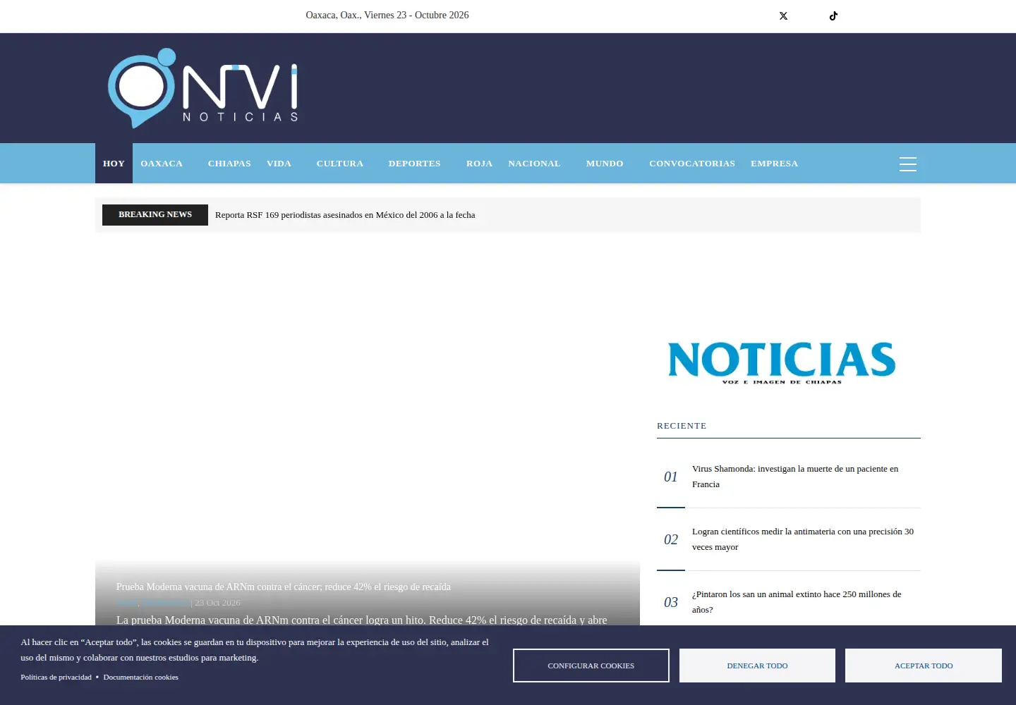 Captured homepage of nvinoticias.com in the current scan