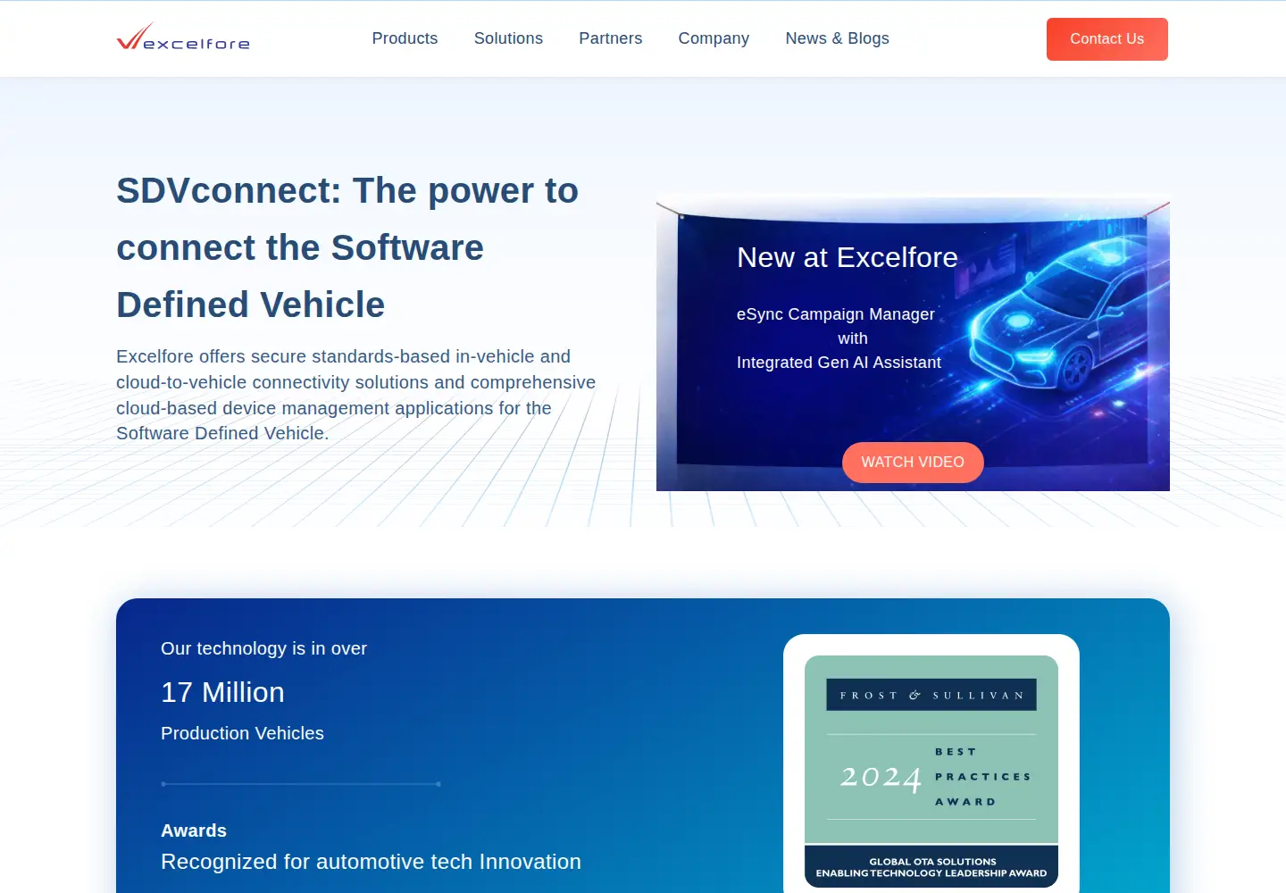Captured homepage of excelfore.com in the current scan