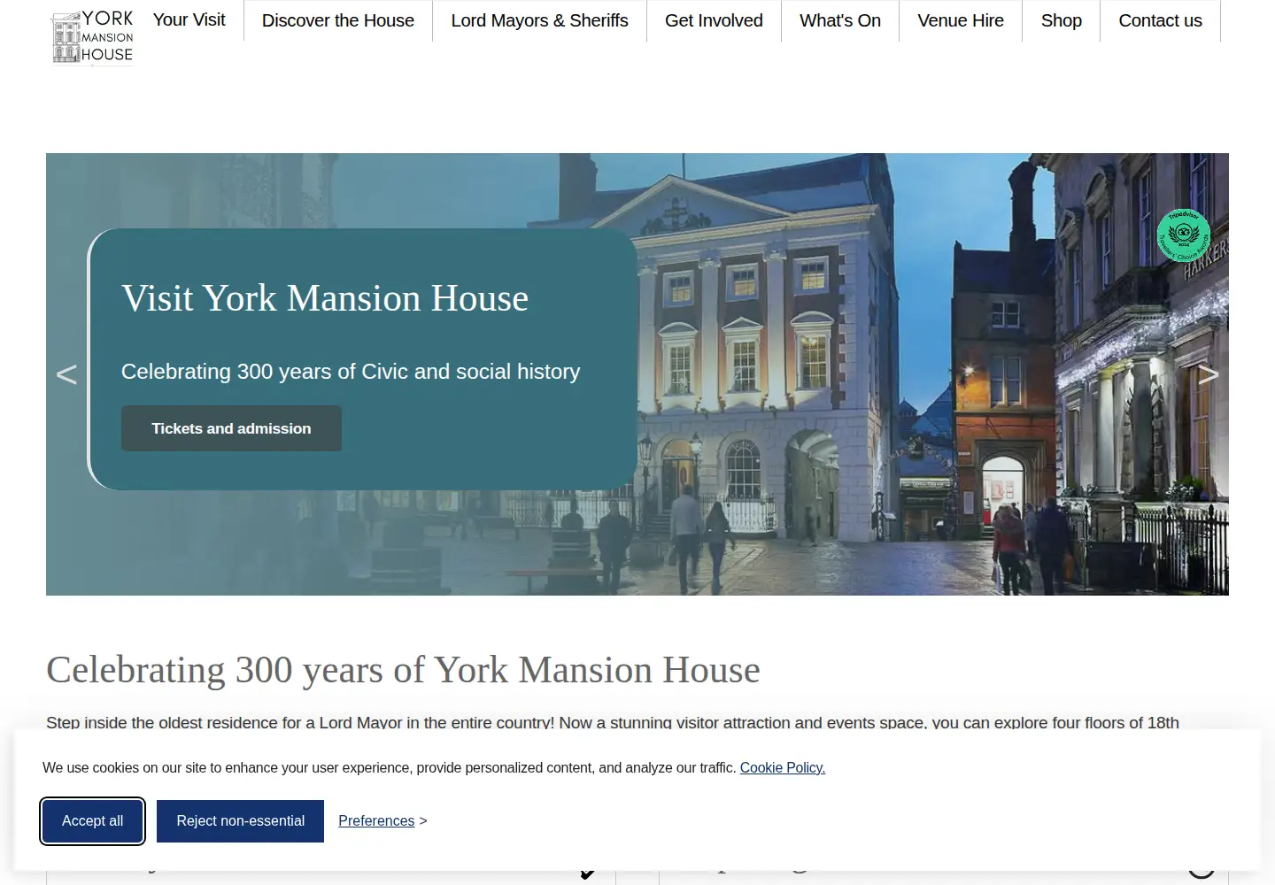 Screenshot of mansionhouseyork.com