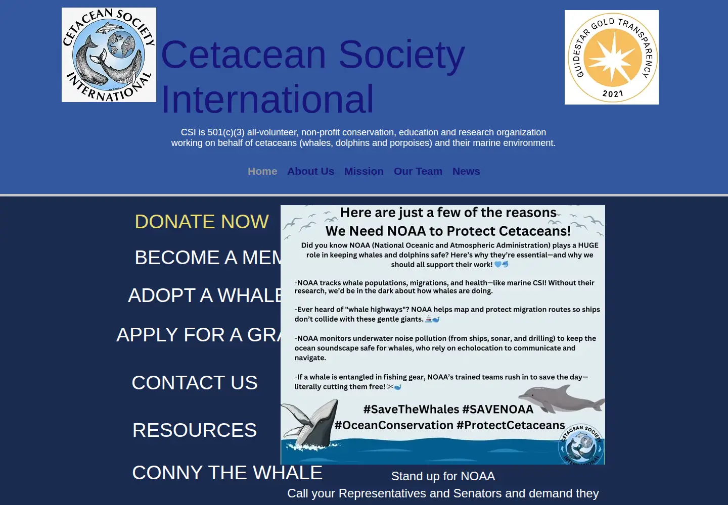 Screenshot of csiwhalesalive.org