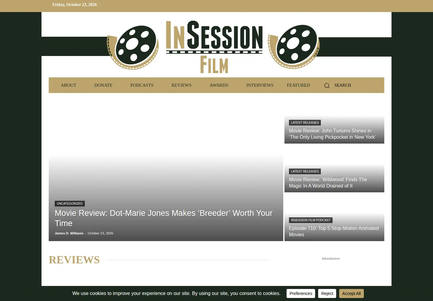 Screenshot of insessionfilm.com