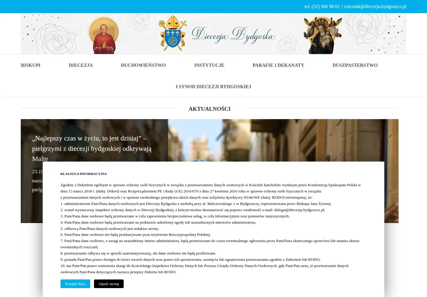 Captured homepage of diecezja.bydgoszcz.pl in the current scan