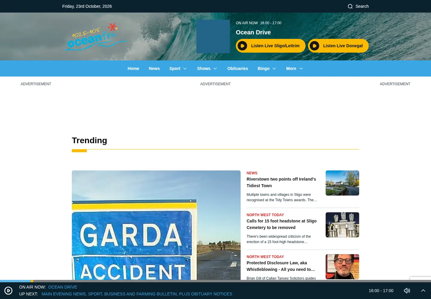 Screenshot of oceanfm.ie
