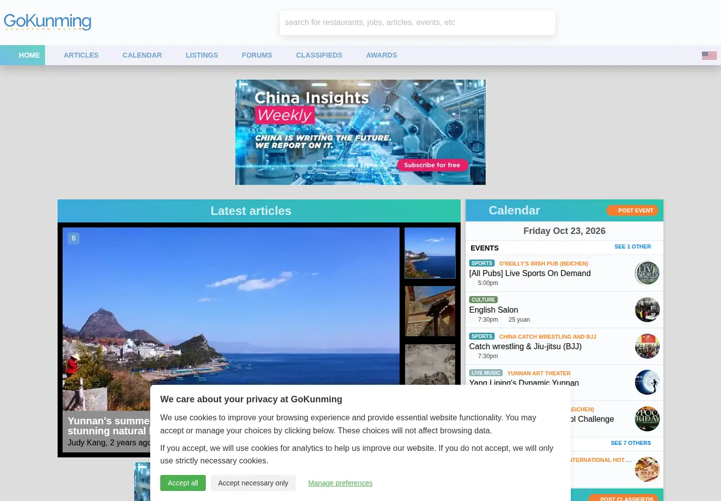 Screenshot of gokunming.com