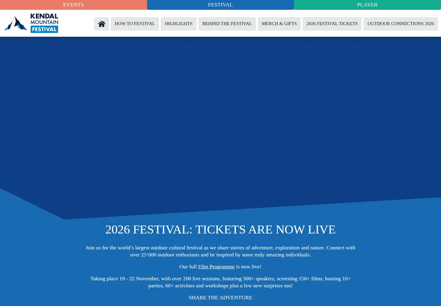 Screenshot of kendalmountainfestival.com