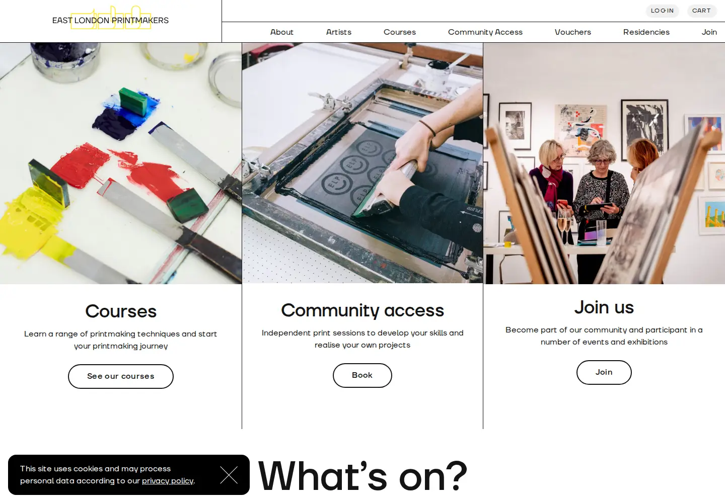 Screenshot of eastlondonprintmakers.co.uk