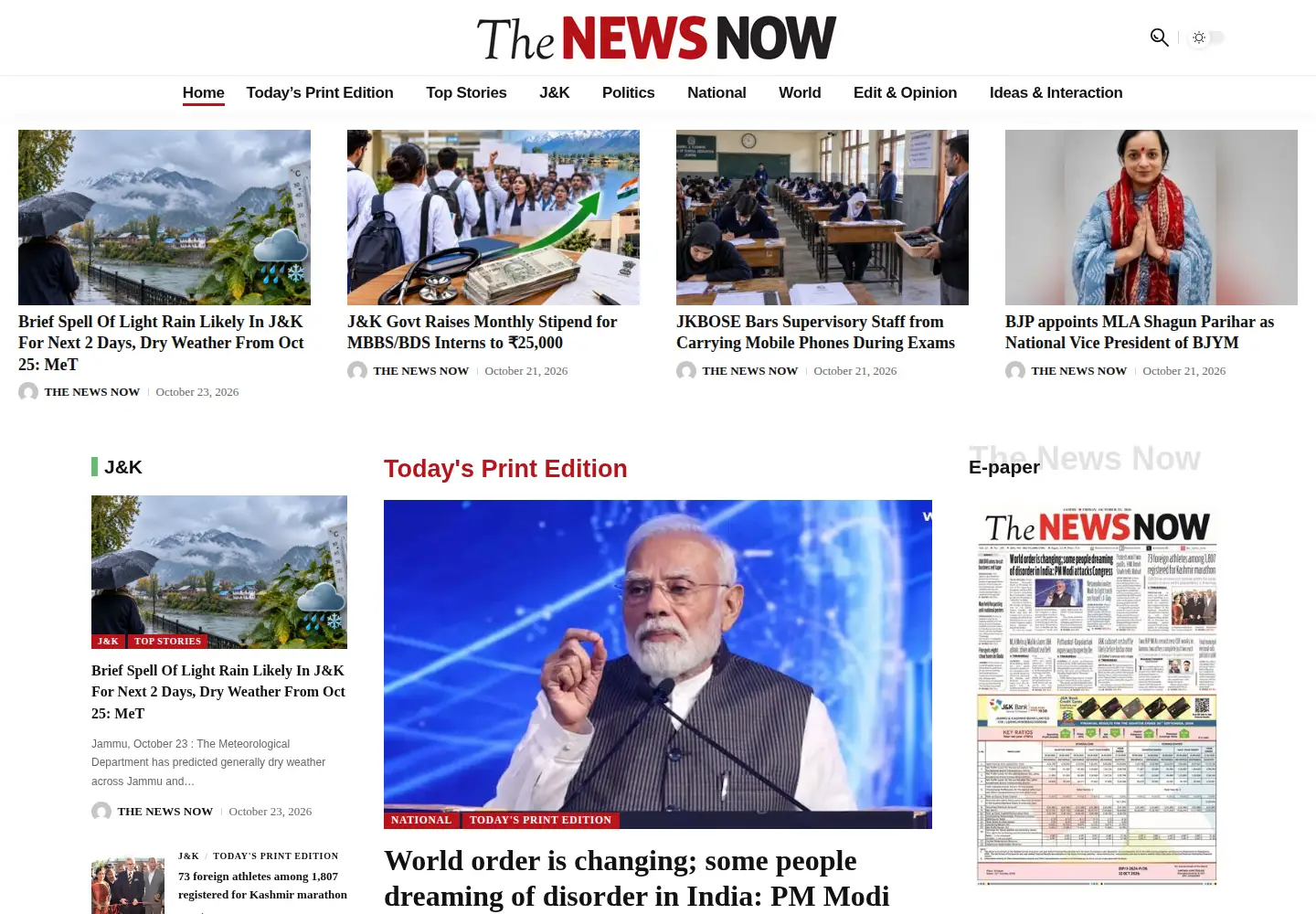 Screenshot of thenewsnow.co.in