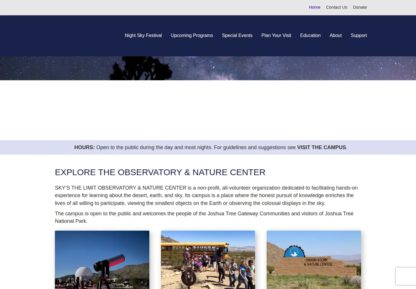 Captured homepage of skysthelimit29.org in the current scan