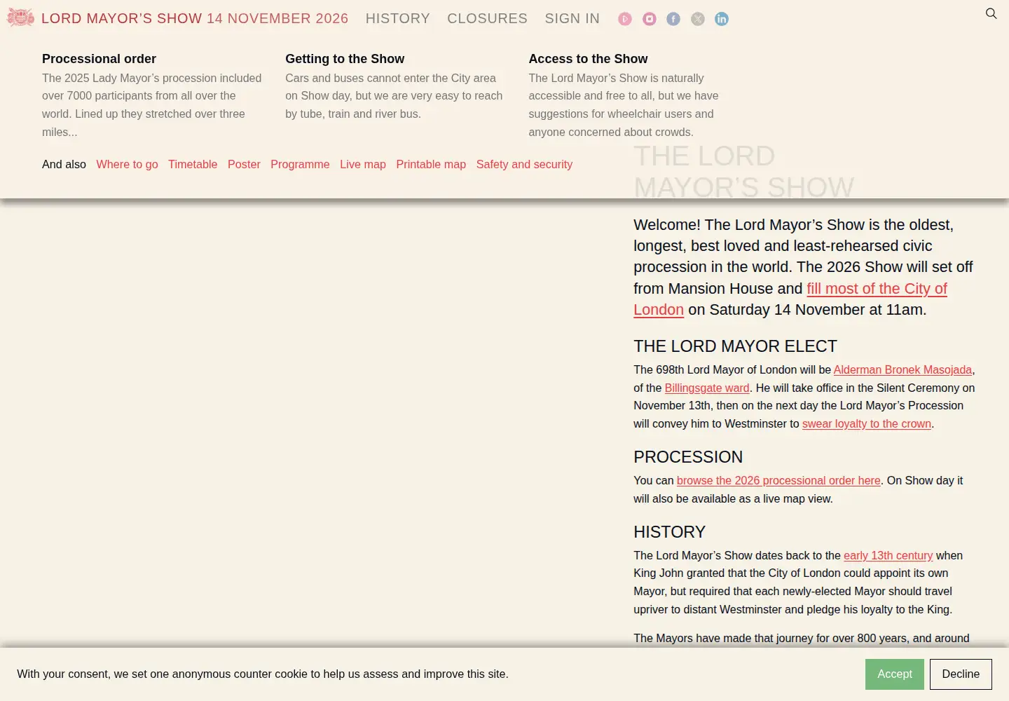 Captured homepage of lordmayorsshow.london in the current scan