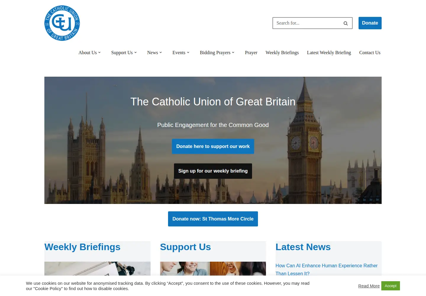 Screenshot of catholicunion.org.uk