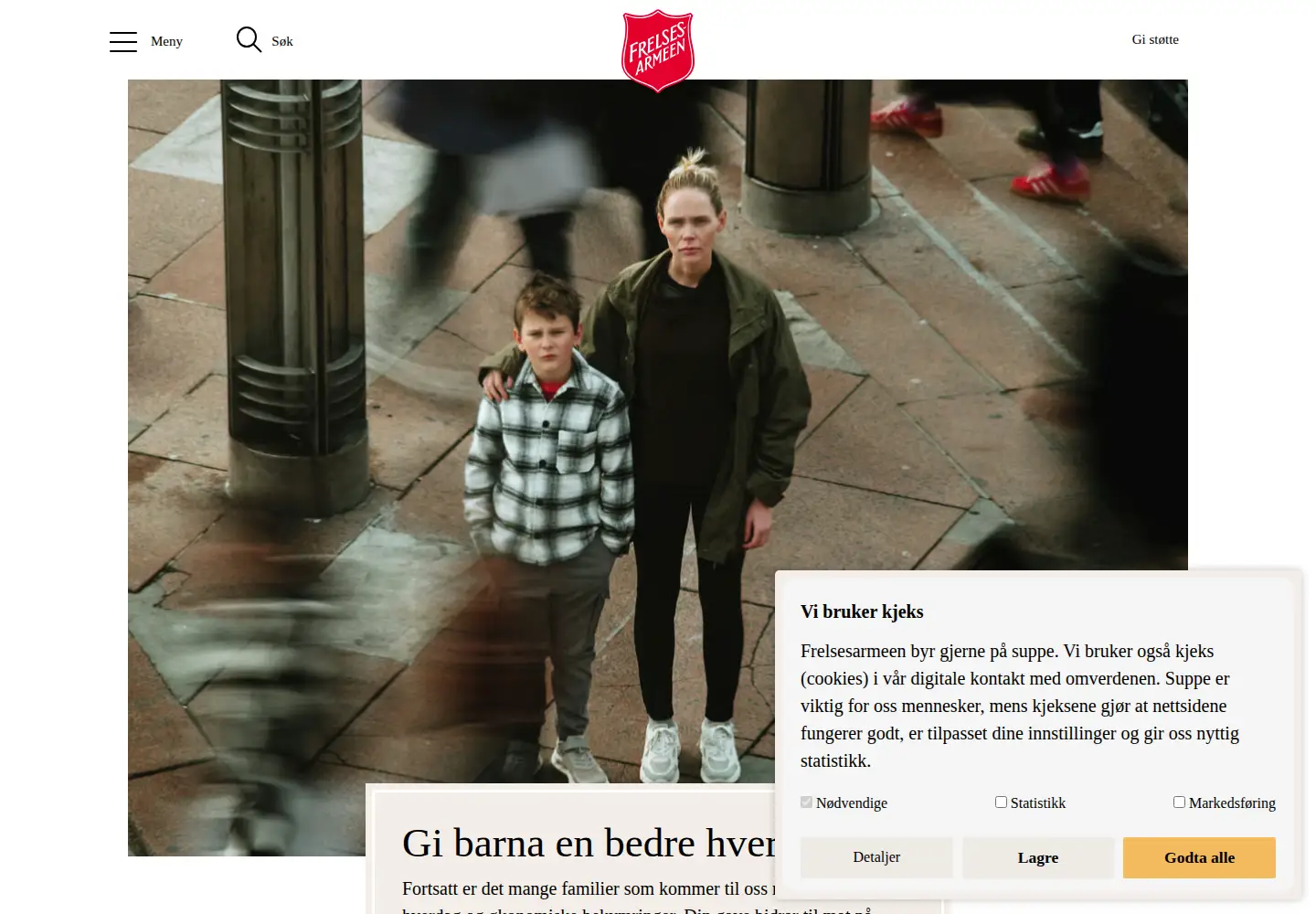 Captured homepage of frelsesarmeen.no in the current scan