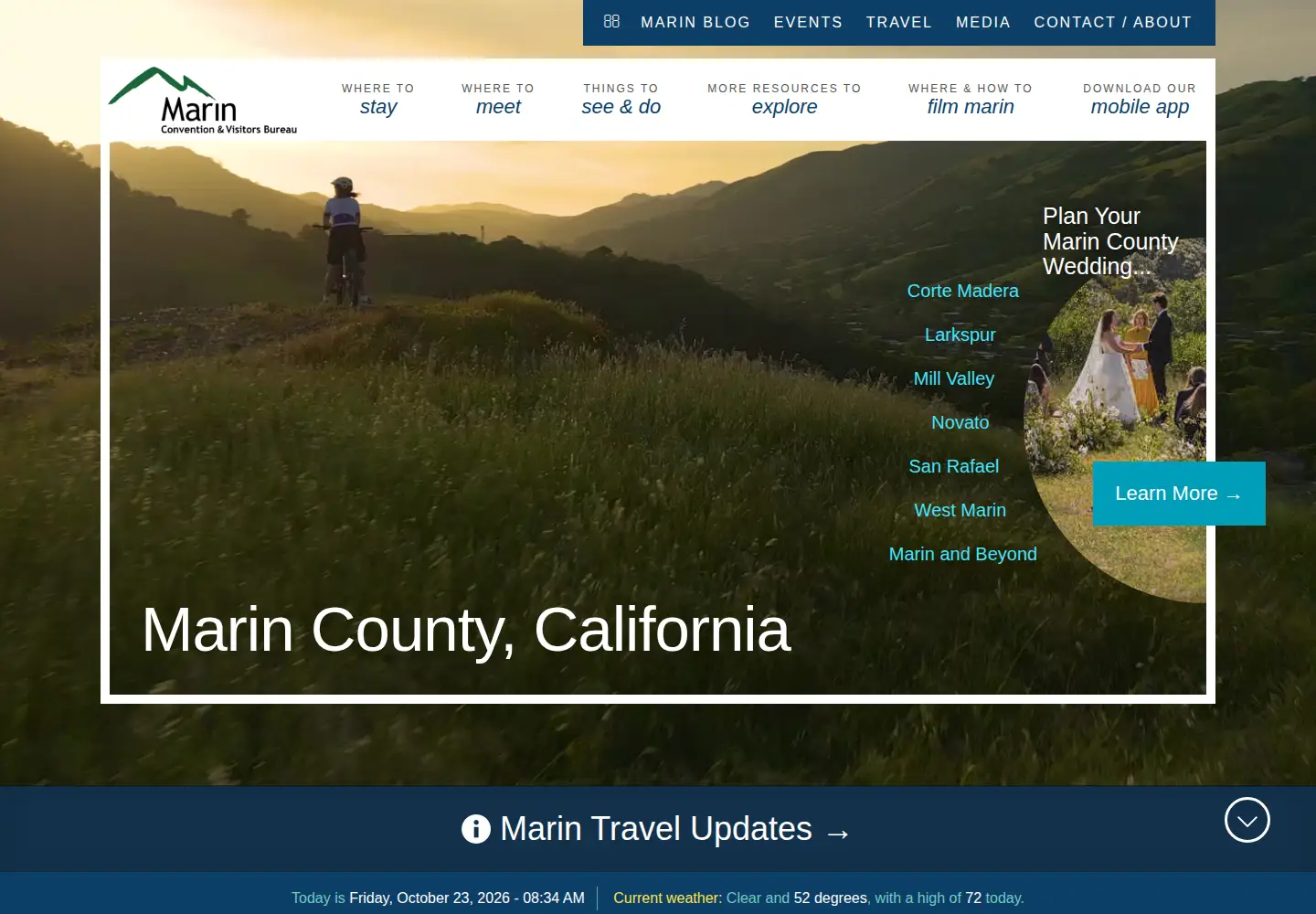 Captured homepage of visitmarin.org in the current scan