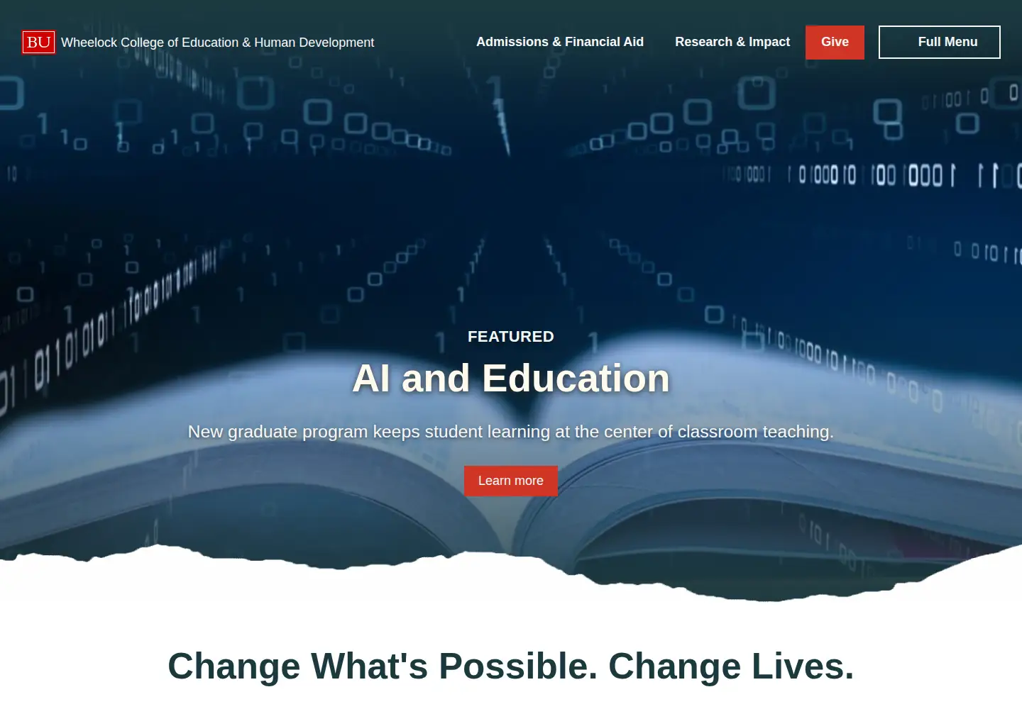 Captured homepage of wheelock.edu in the current scan